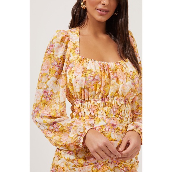 ASTR the label- Smocked Waist Long Sleeve Minidress (S) - Picture 3 of 6